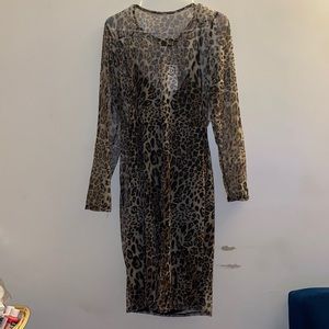 Leopard print long sleeve dress